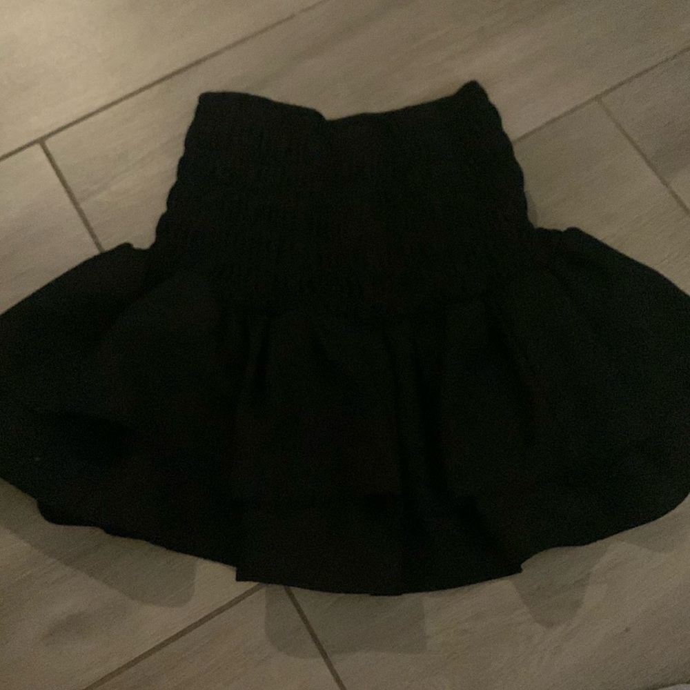 Black mini ruffle skirt